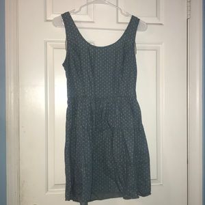 Blue and white polka dot dress